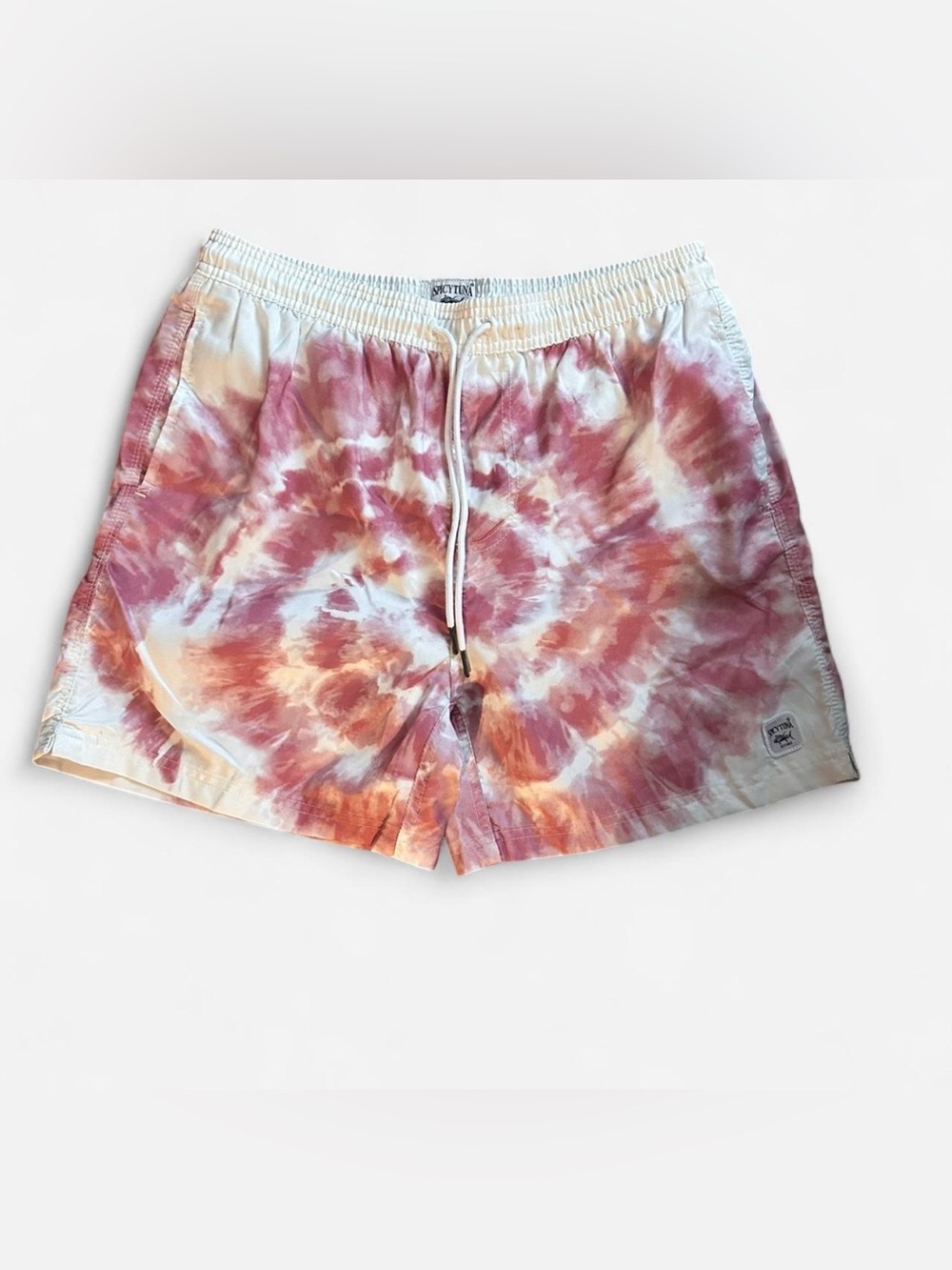 Spicy Tuna Men’s Swim Trunks Size Large Tie Dye Pink Beach Board Shorts